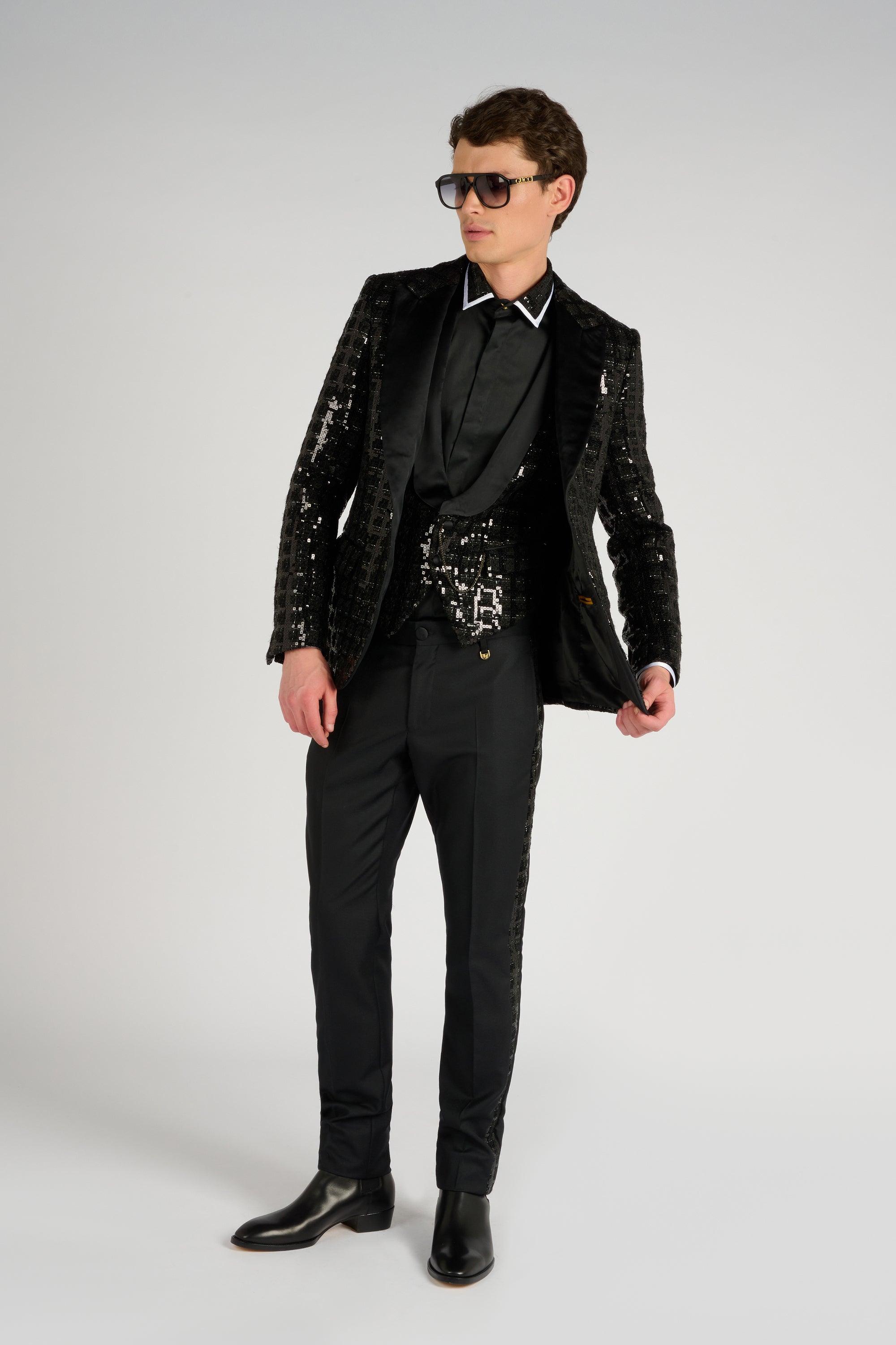 CHEMISE A COL SEQUINS NOIRE - Lords & Fools 