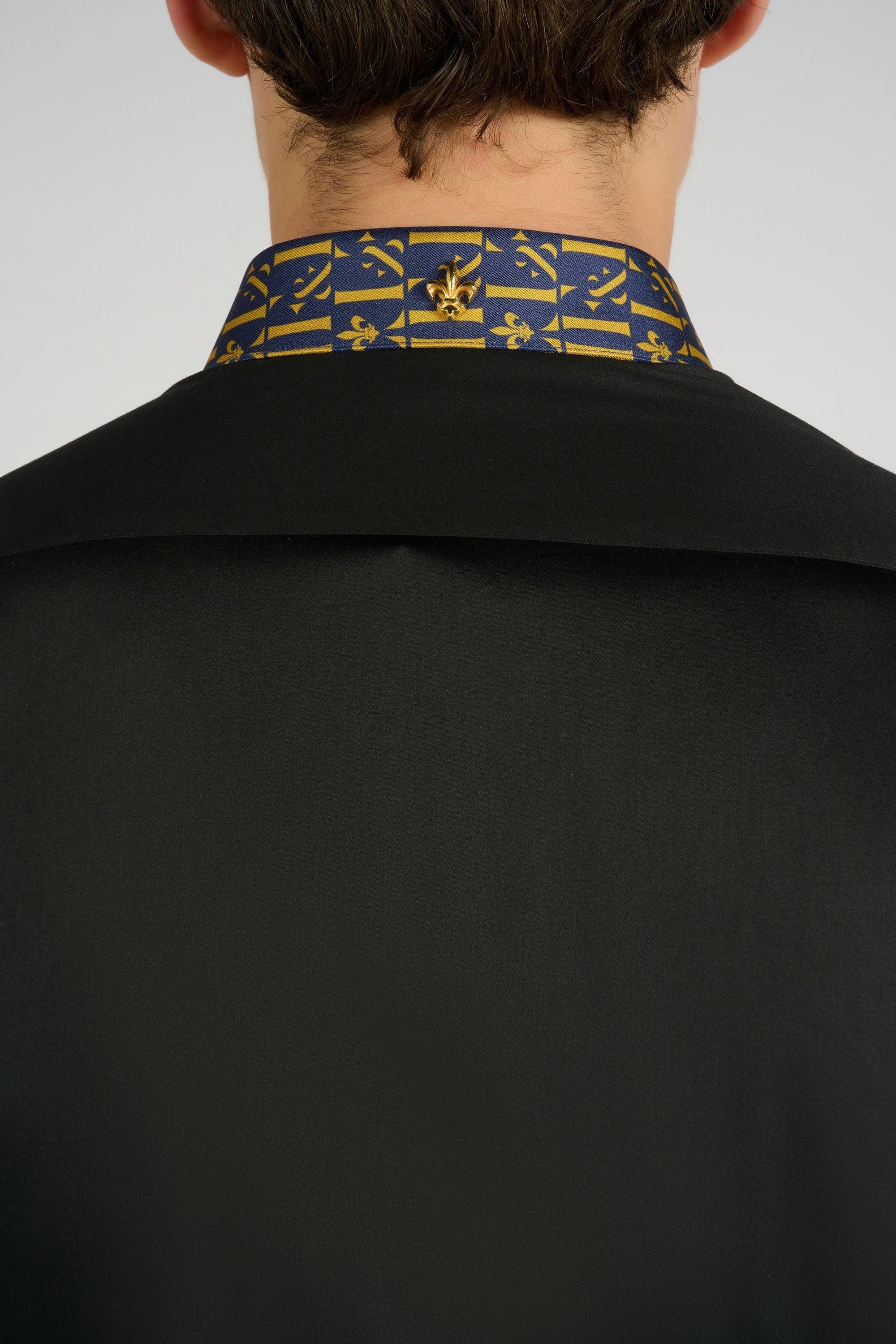 CHEMISE NOIRE COL NAVY - Lords & Fools 