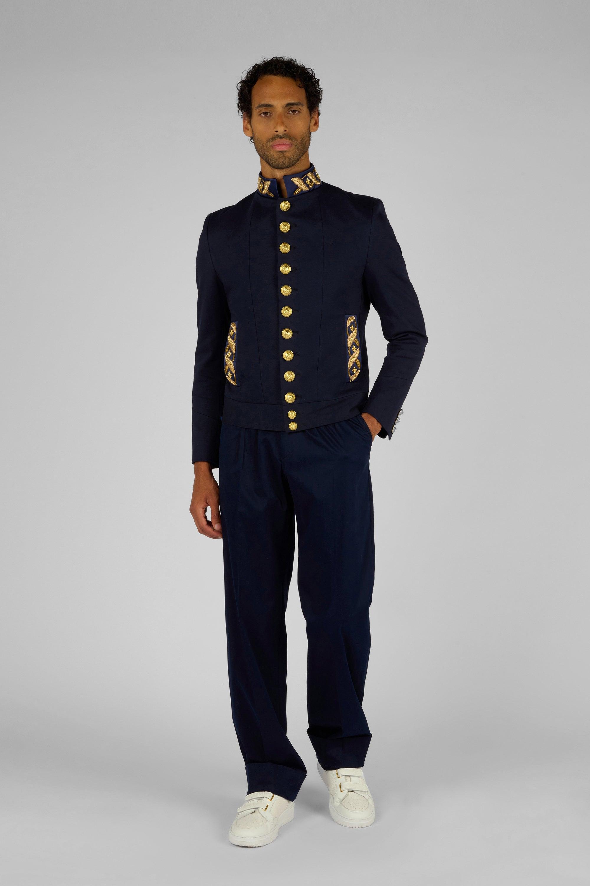 MANTEAU MILITAIRE BRODE COURT - Lords & Fools broderies, dandy, frenchstyle, menfashion, militaire, Mood_Military, paris, parisianstyle, S24, suit, SUMMER 2024, tailoring