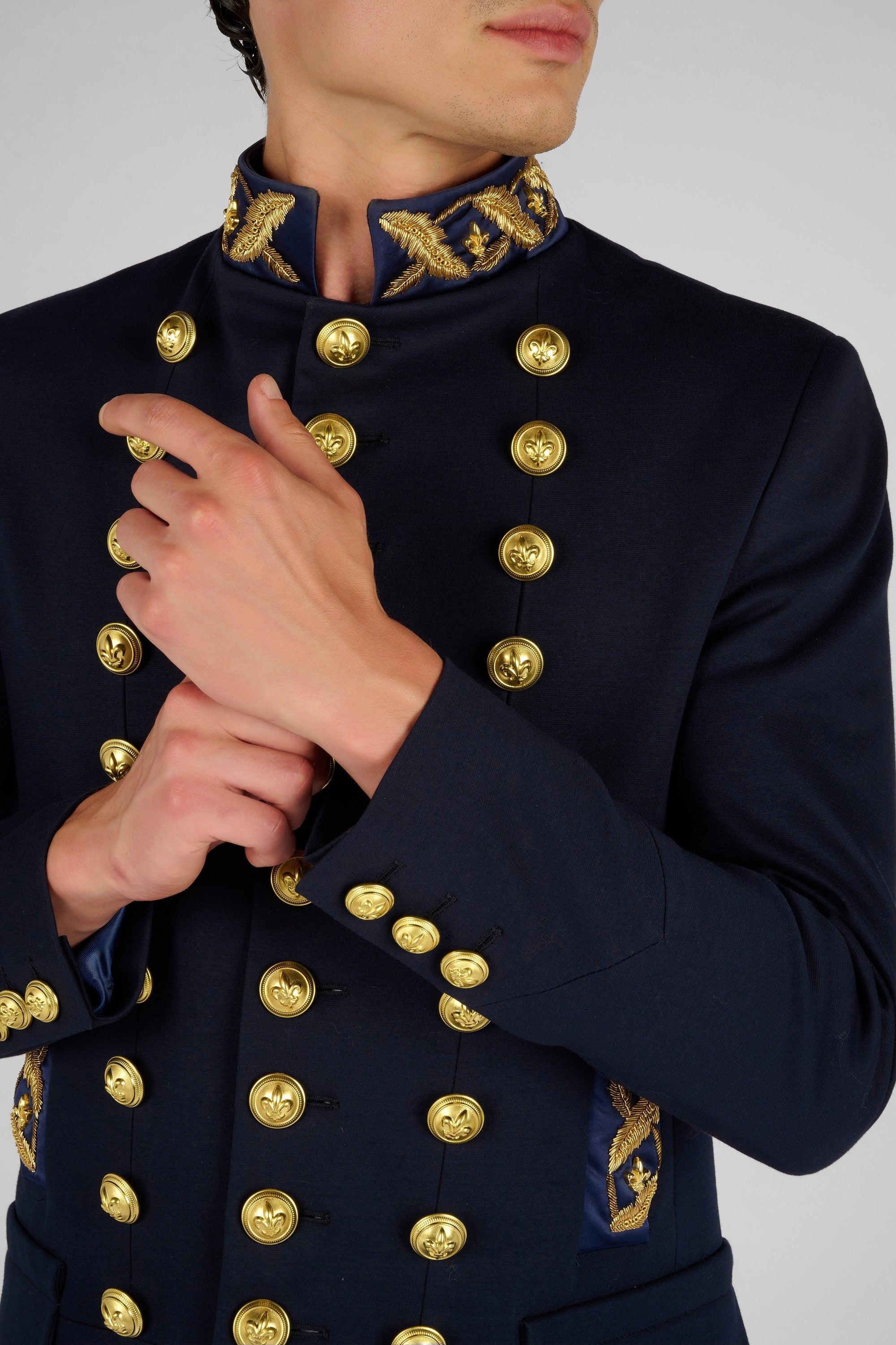 MANTEAU MILITAIRE BRODE LONG - Lords & Fools broderies, dandy, frenchstyle, menfashion, militaire, Mood_Military, paris, parisianstyle, S24, suit, SUMMER 2024, tailoring